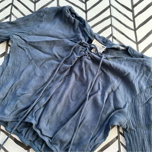 Dry Goods // LA Hearts Long Sleeve Front Lace Cropped Blouse - Picture 1 of 4